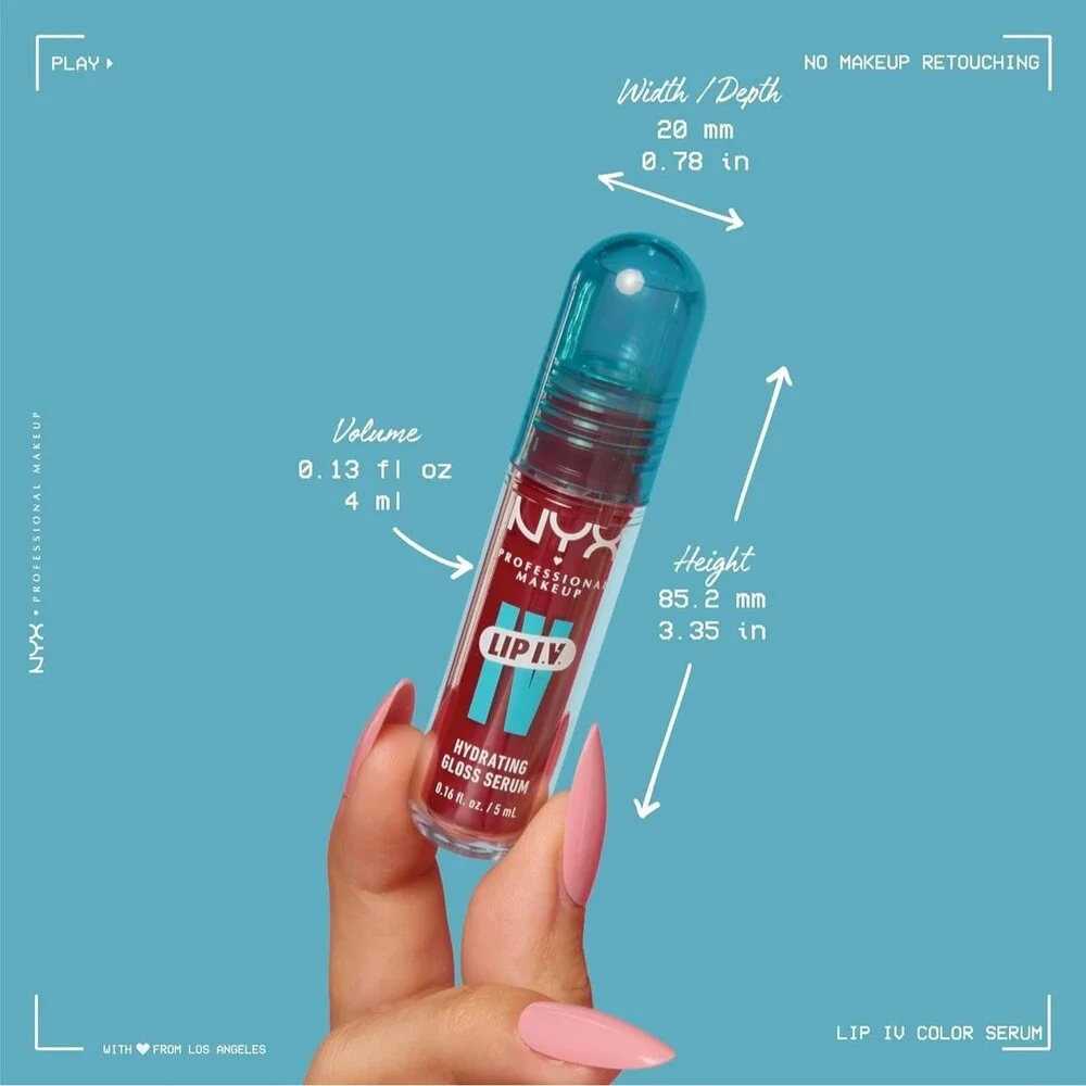 NYX Professional Makeup Lip IV Hydrating Gloss Stain 12Hr Bubblegum Burst 0.16oz